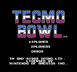 Tecmo Bowl title screen for NES